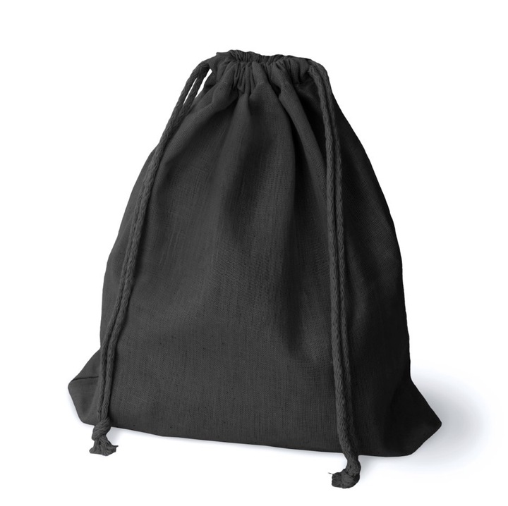 Sac Bumbac Negru 35x32cm 220g cu Sfoara, Set 1 Bucata
