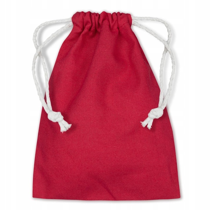 Saculet din bumbac rosu, Allbag, 10x15 cm, cu snur alb, 145 g/m², 1 bucata