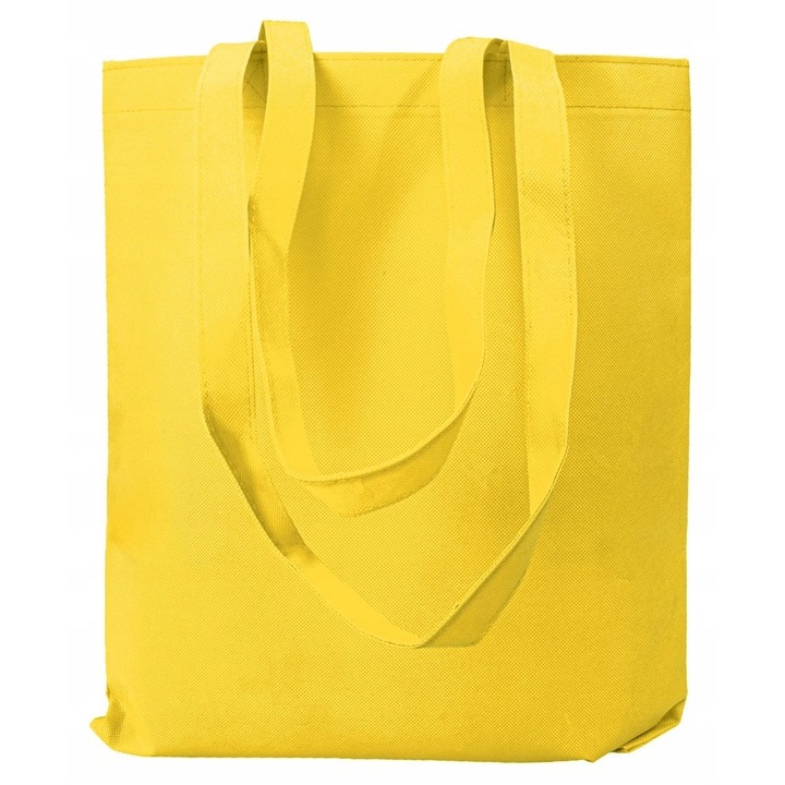 Geanta de cumparaturi Allbag, 36x42 cm, galben, din polipropilena, 100g, rezistenta, cu manere lungi