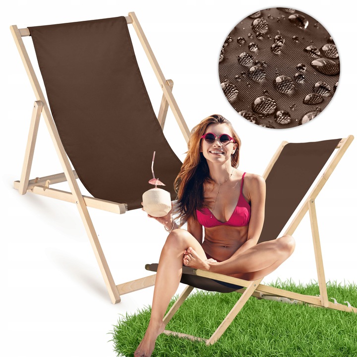 Lezard gradina Allbag, din lemn de fag, 3 trepte de reglare, material poliester, 55x120cm, 1 buc.