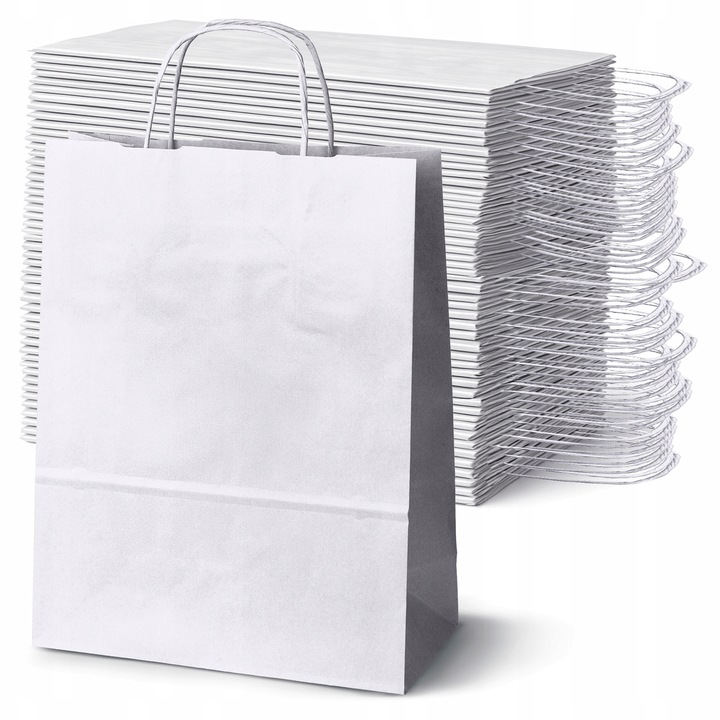 Set 50 torebki din hartie A4, Allbag, 24x10x32 cm, alb, 100g