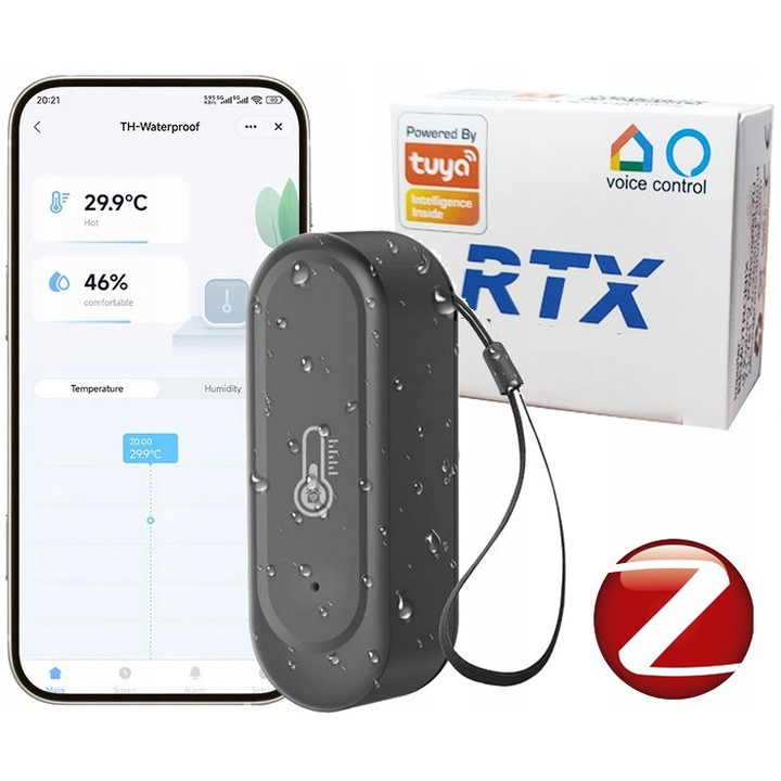 Senzor exterior temperatura si umiditate RTX ZigBee, IP65, 73x27x23mm, set