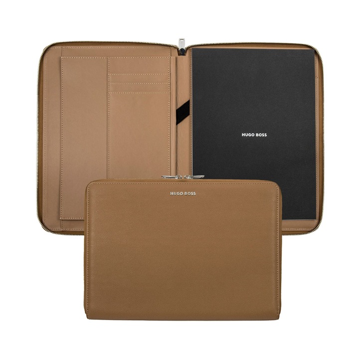 Hugo Boss Dosar Pure Iconic, A4, cu fermoar, caramel