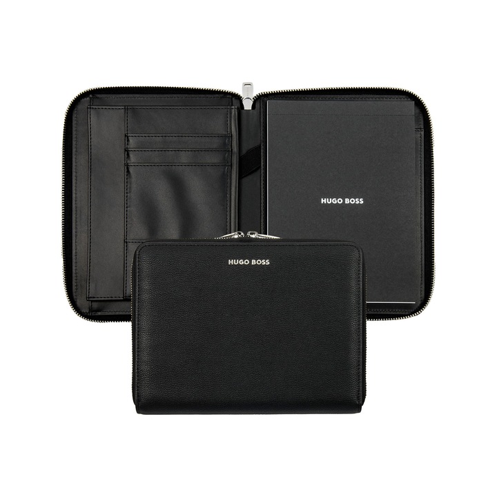 Hugo Boss Mapă Pure Iconic, A5, cu fermoar, neagră