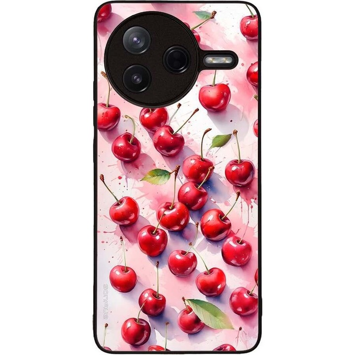 Husa telefon Sonique Fruit Series pentru Xiaomi Poco F7 Pro 5G, imprimeu fructe, silicon, rosie