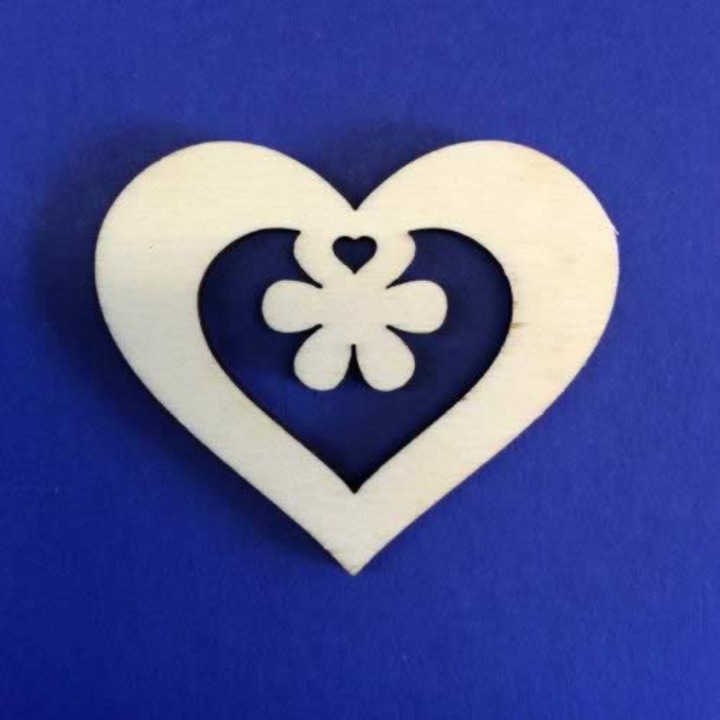 Figurină din lemn, 5 buc/pachet - inimioară 36