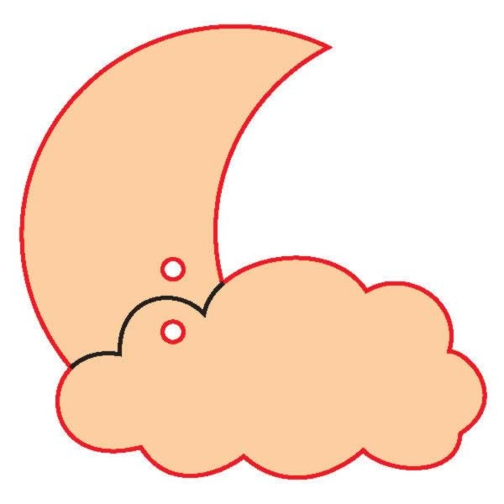 Дървено копче 62 – луна 10 бр./опаковка