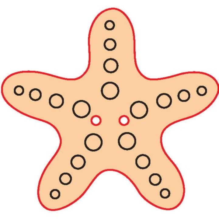 Дървено копче 52 – морска звезда 10 бр./опаковка