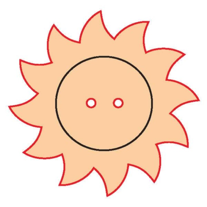 Buton din lemn 61 – soare 10 buc/pachet