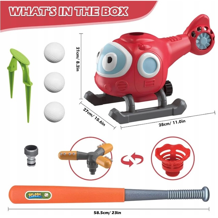 Set de baseball pentru copii, 9 accesorii, multicolor