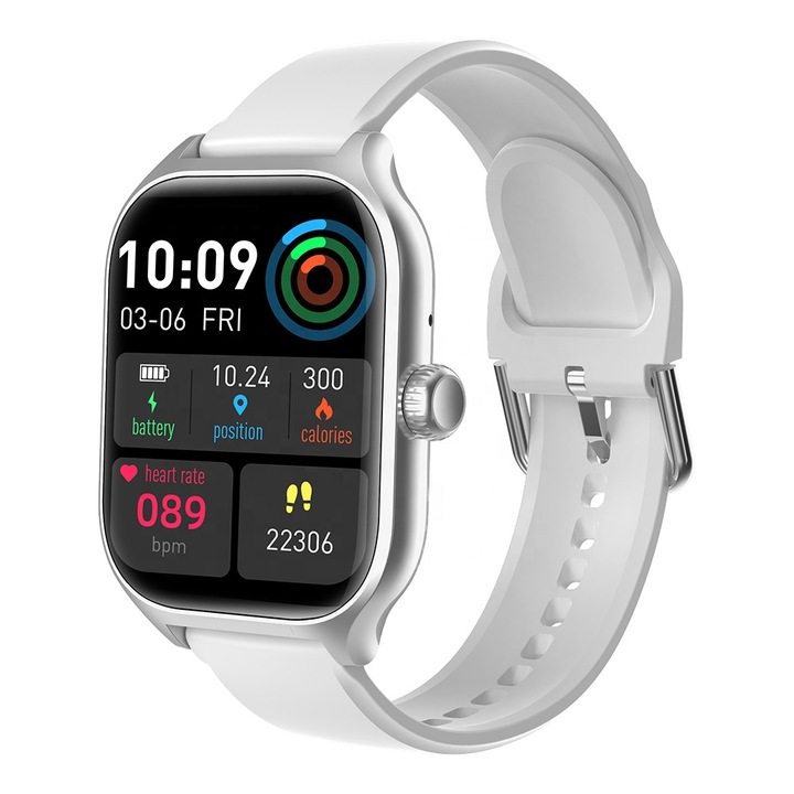 Bratara sport GT4 Pro Smartwatch cu 2 Curele metal/plastic (Argintiu/Alb) Ecran HD 2.01” Bluetooth 5.3 Managementul Sanatatii Oxigen din Sange Ritm Cardiac Moduri Sport GT4 Pro Bratara Fitness Inteligenta Ceas Intelligent