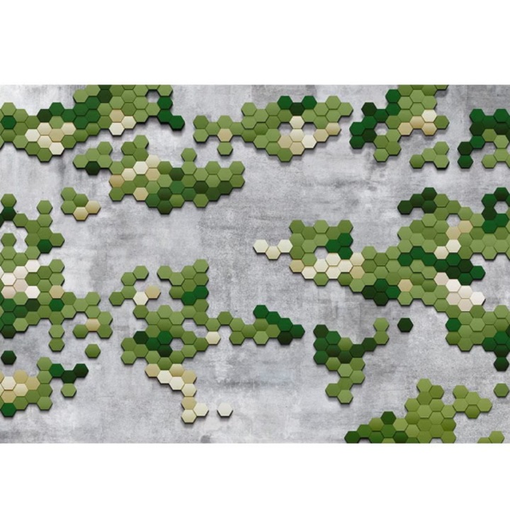 Fototapet abstract Upcoming Spring, Artgeist, 400 x 280 cm, gri/verde