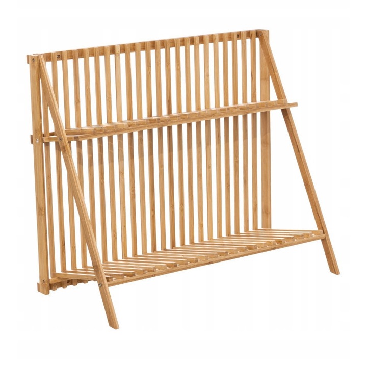 Scurgator vase din bambus, 5five, 2 niveluri, pliabil, 60x29x50cm