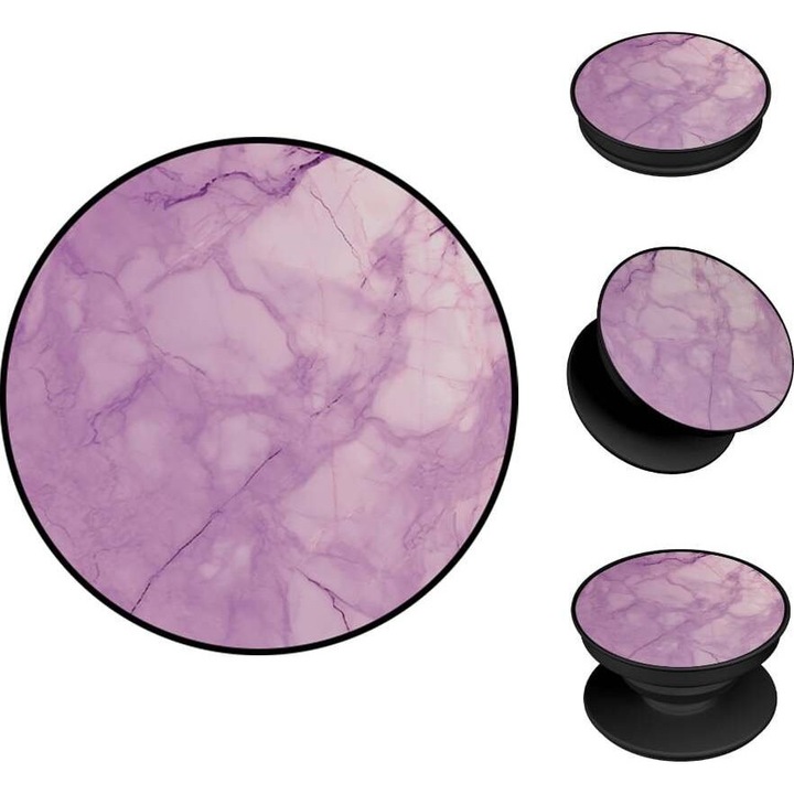 Suport telefon Sonique Marble Series, design marmorat, ergonomic, plastic rezistent, roz