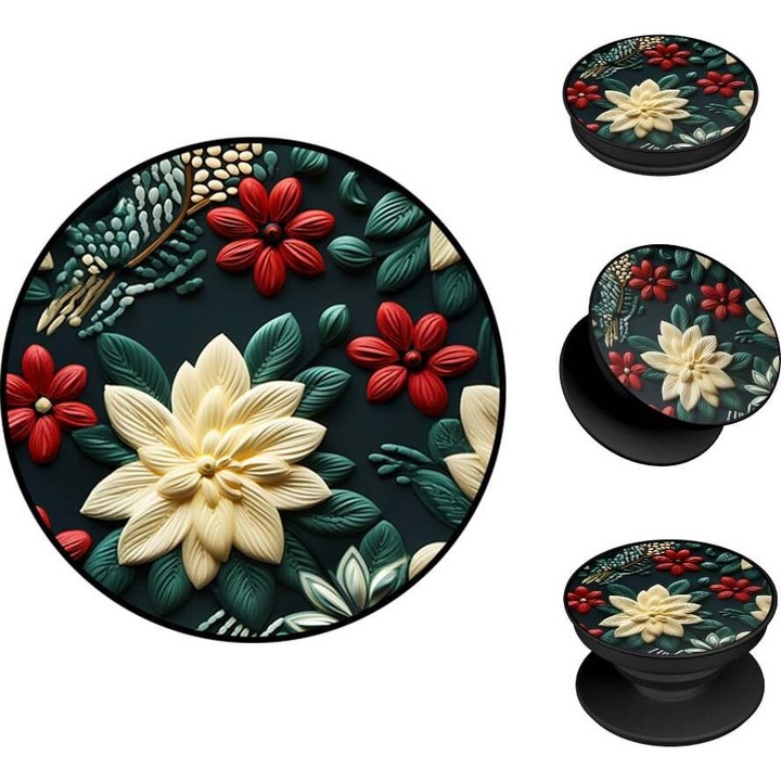 Suport telefon Sonique Pop Holder 3D Flower Series, design floral, plastic rezistent