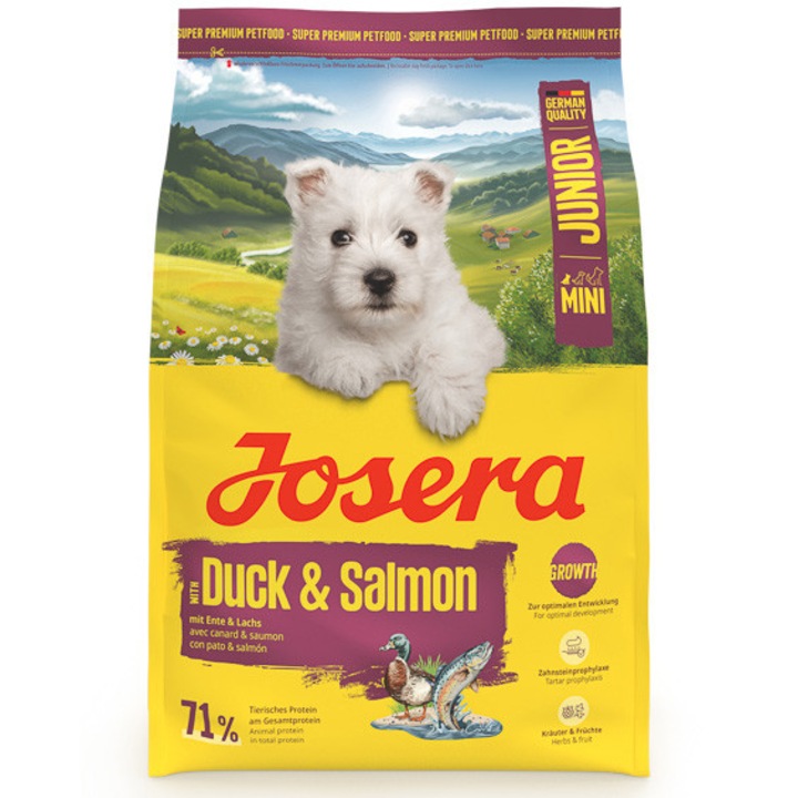 Hrana uscata pentru caini, Josera Mini Junior, Rata & Somon, 3 kg