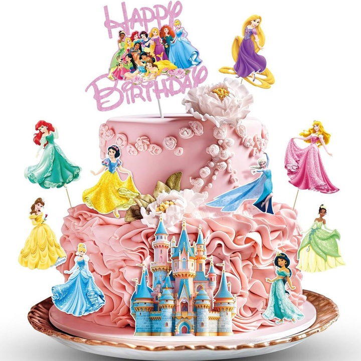 Disney hercegnős tortadísz készlet, ZOUN, 7 figura, PVC, 5-8cm