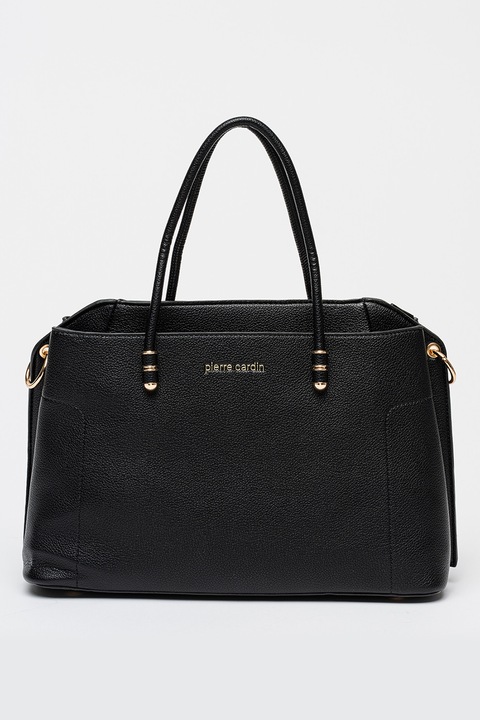 Pierre Cardin, Geanta shopper de piele ecologica cu 2 compartimente, Negru