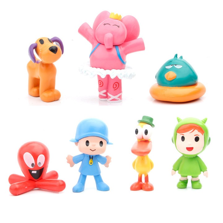 Set 7 Statui Decorare Tort Pocoyo Anime, 8cm