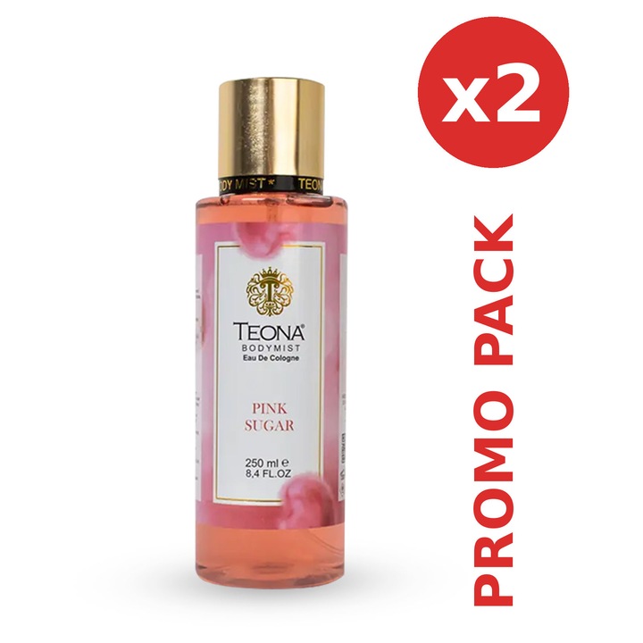 Set 2 x Spray de Corp Teona Pink Sugar Unisex 250 ml, note dulci, energizante