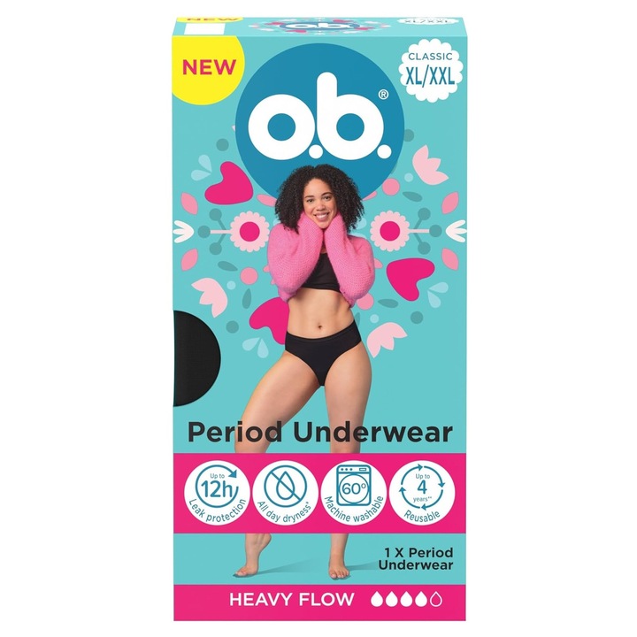 o.b. Chiloti menstruali reutilizabili, XL/XXL