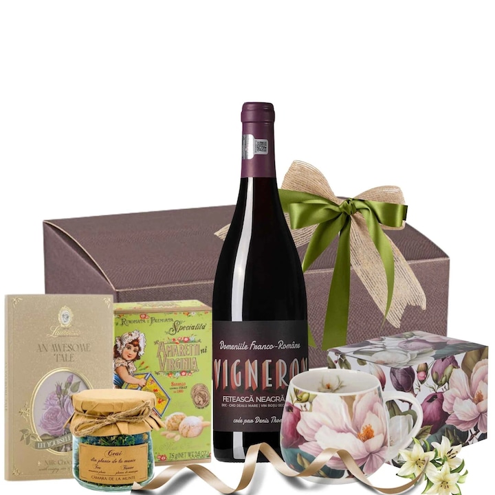 Cadou Paste Femei With Appreciation cu Cana, Ceai si Dulciuri Premium, Set Cadou Elegant