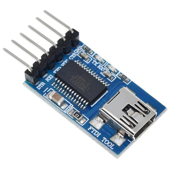 USB-TTL átalakító FT232RL, 6 tűs, RXD/TXD, 3.3V/5V