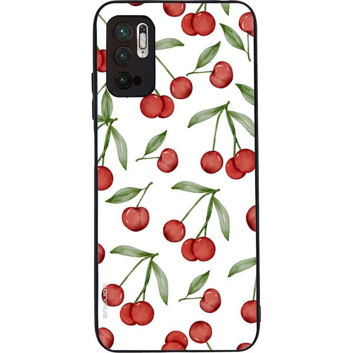 Husa telefon Sonique Fruit Series, pentru Xiaomi Redmi Note 10 5G / Poco M3 Pro 5G, silicon, imprimeuri cu fructe, rosie