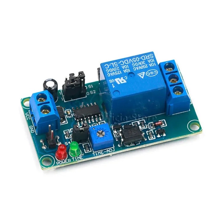 Modul releu de timp DC 12V, releu de intarziere normal deschis, releu temporizator, comutator de control, potentiometru reglabil, indicator LED