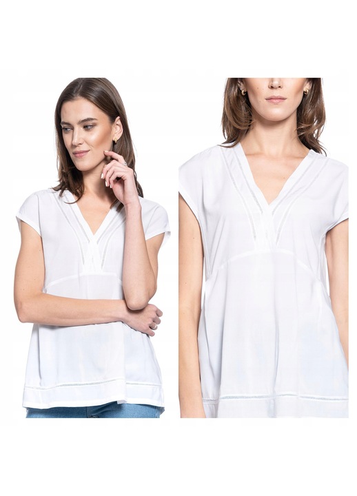 Bluza dama, Mustang, Elisa Lace Inset, Alb, S INTL