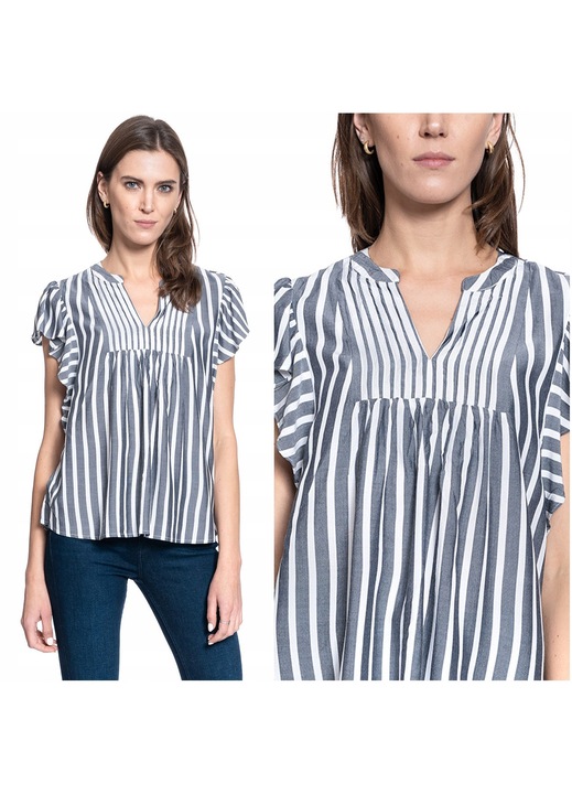 Bluza dama Mustang Enza Stripe, gri, bumbac, marimea S