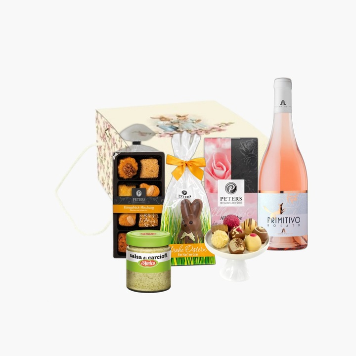 Pachet Cadou Villa Guelfa, Primitivo Rose, vin rose, praline ciocolată, 90g
