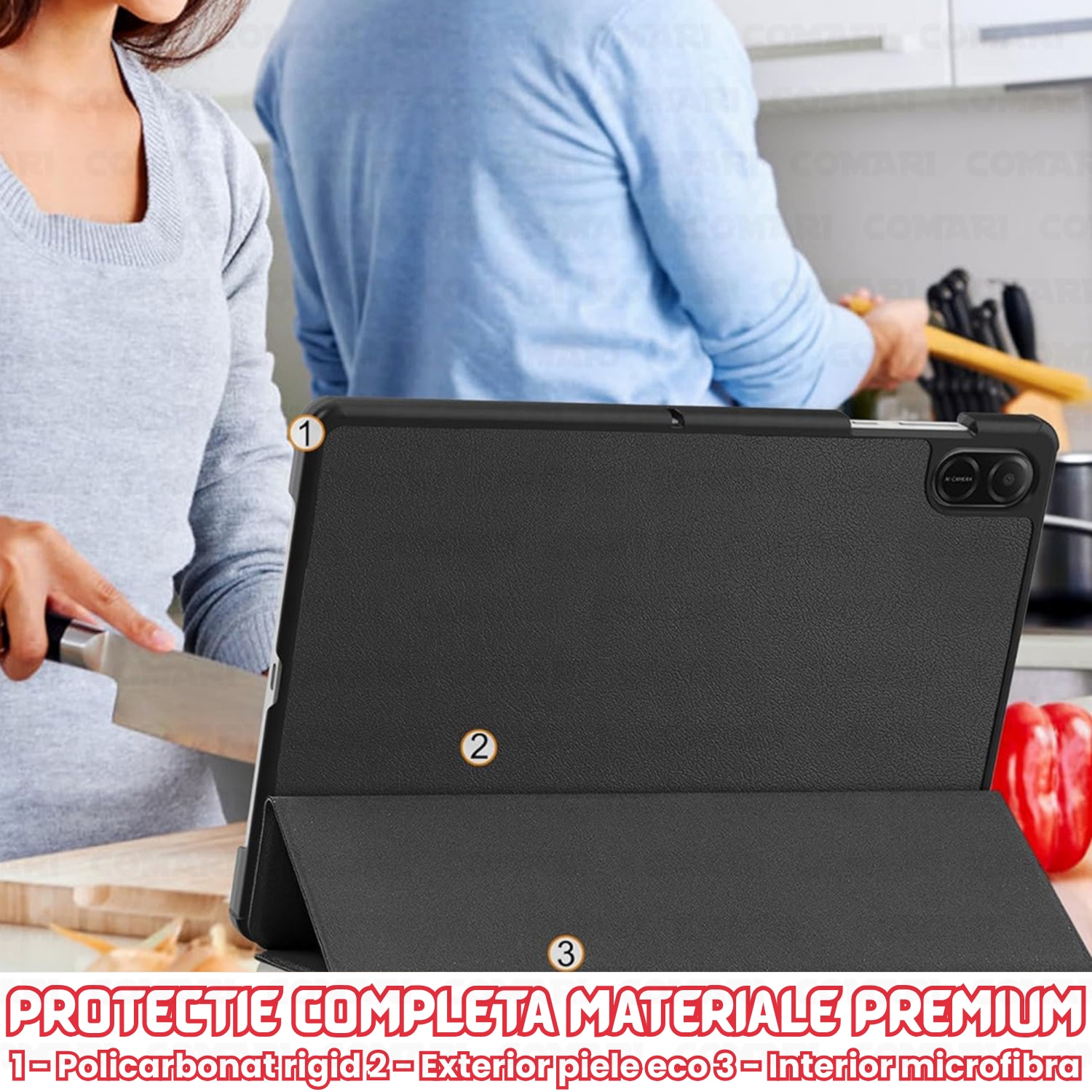 Husa pentru Honor Pad X8a Comari® EliteCover, protectie completa, functie stand multipla, design elegant tip carte, Rosu
