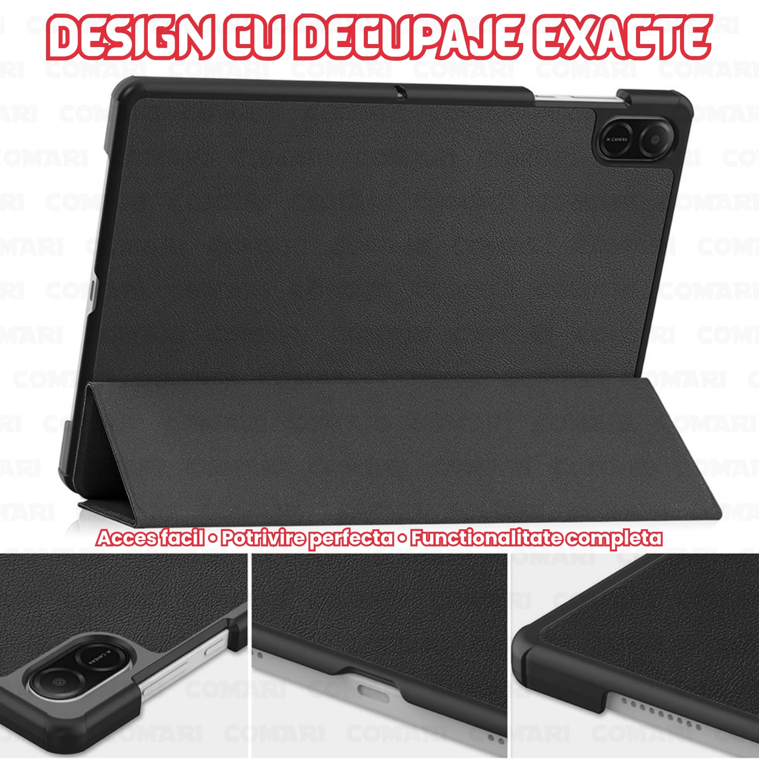 Husa pentru Honor Pad X8a Comari® EliteCover, protectie completa, functie stand multipla, design elegant tip carte, Rosu