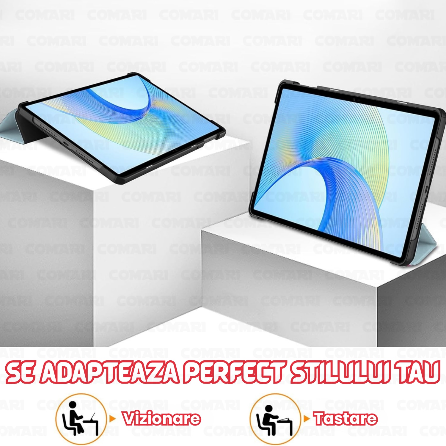 Husa pentru Honor Pad X8a Comari® EliteCover, protectie completa, functie stand multipla, design elegant tip carte, Rosu