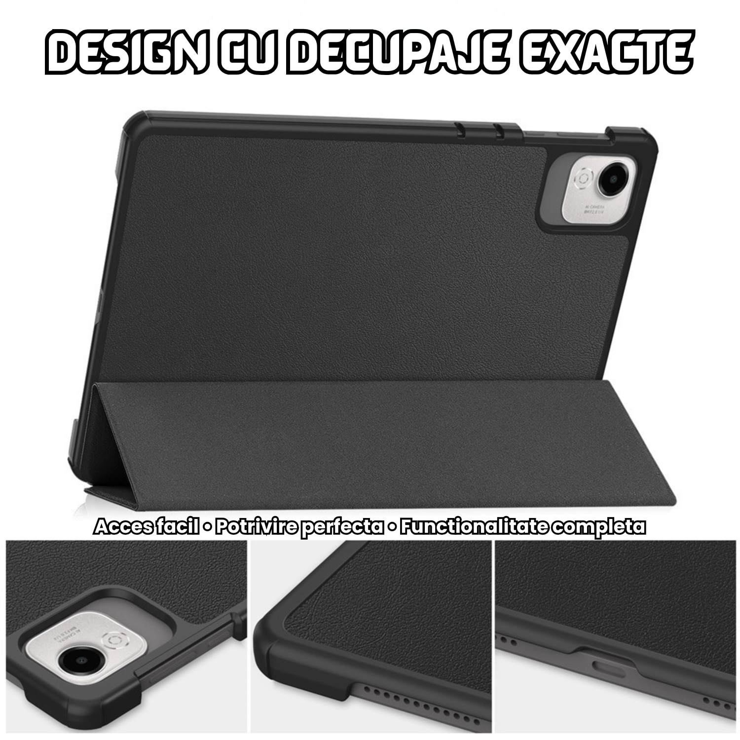 Husa pentru Honor Pad X9a / X9 / X8 Pro / X9 Pro Comari® EliteCover, protectie completa, functie stand multipla, design elegant tip carte, Negru