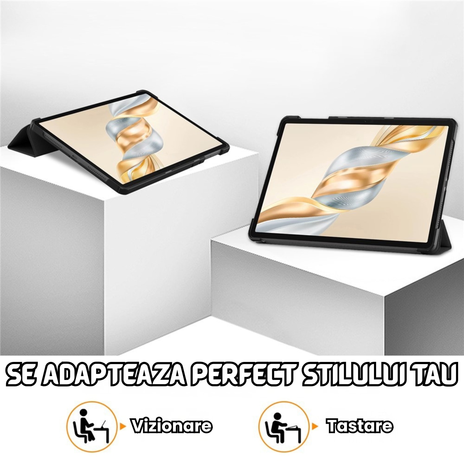 Husa pentru Honor Pad X9a / X9 / X8 Pro / X9 Pro Comari® EliteCover, protectie completa, functie stand multipla, design elegant tip carte, Negru