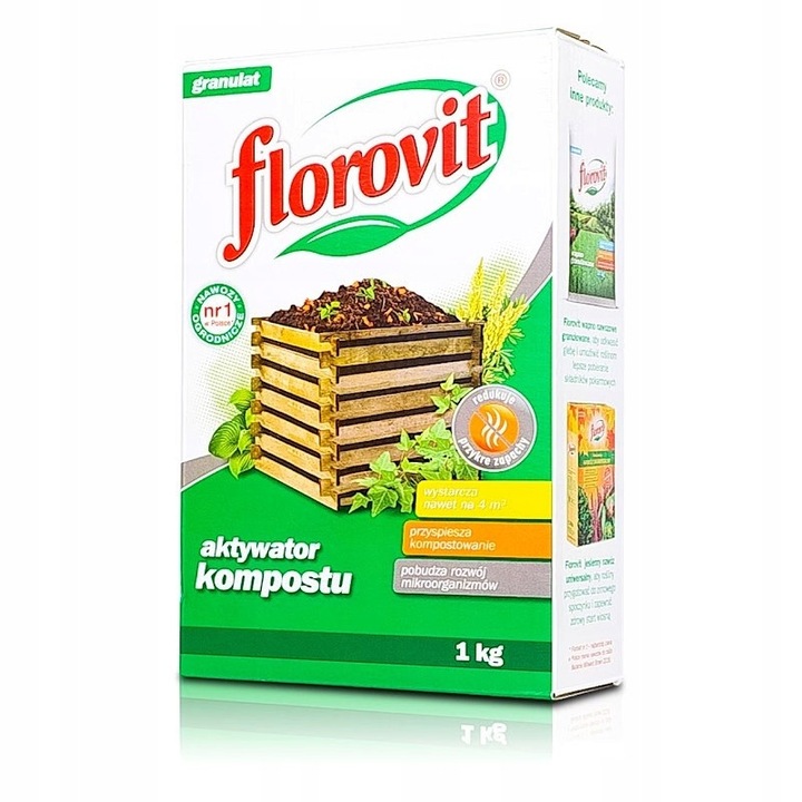 Activator Pentru Compost, Florovit, Bio Compost Eko, Pulbere, 1kg, Accelereaza Descompunerea Resturilor Organice, Stimuleaza Dezvoltarea Microorganismelor Benefice, Reduce Mirosurile, Ingrasamant Natural Humus Gradina Reciclare Resturi Vegetale Bio Eco