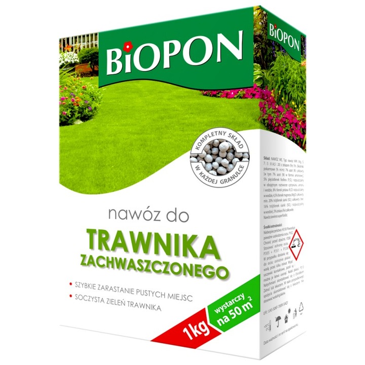 Ingrasamant Pentru Gazon Cu Buruieni, Biopon, 1 kg Pentru 50 Mp, Formula Specializata Pentru Eliminarea Buruienilor, Stimuleaza Cresterea Ierbii, Gazon Des Si Sanatos, Bogat In Azot, Fosfor Si Potasiu, Intretinere Gradina