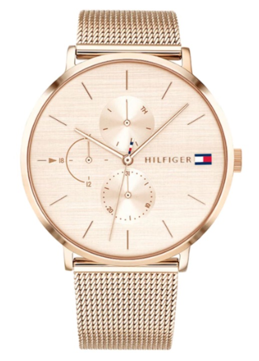 Ceas de dama Tommy Hilfiger, auriu-roz, inox, quartz, sticla minerala