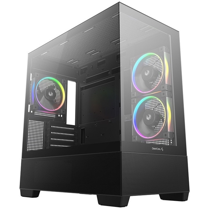 Carcasa PC Deepcool CG380, Mid Tower, panou lateral sticla securizata, Black
