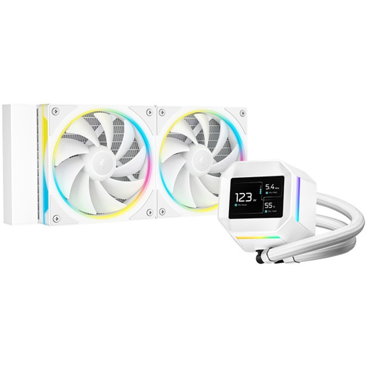 Cooler lichid CPU Deepcool LM240 RGB, AIO 240mm, iluminare RGB, White