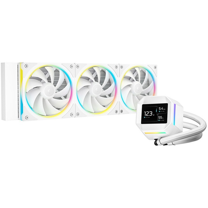 Cooler lichid CPU Deepcool LM360 RGB, AIO 360mm, iluminare RGB, White
