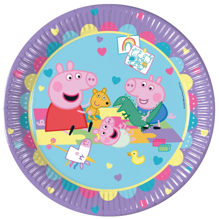 Farfurie de hârtie Peppa Pig With Love 8 bucăți 23 cm FSC