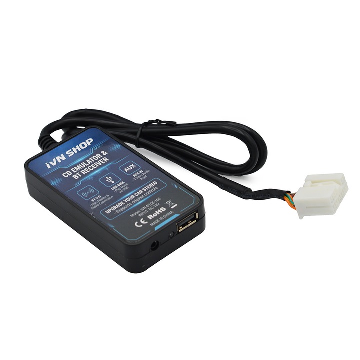 Interfata Adaptor cu Kit Hands Free Bluetooth 5.0, Cablu auxiliar, USB pentru Honda, Conexiune tip CD Changer