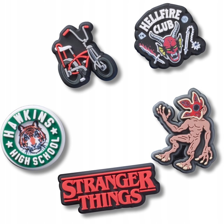 Jibbitz pentru încălțăminte, Crocs, Netflix Stranger Things, set 5 bucăți, multicolor