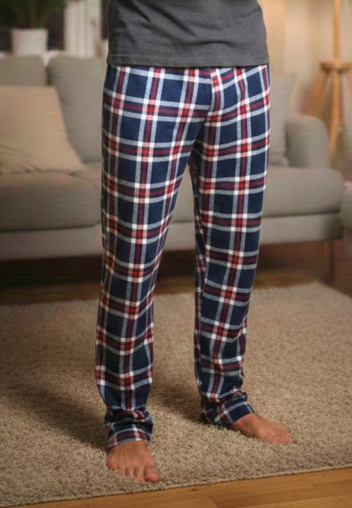 Pantaloni pijama barbati bleumarin cu carouri rosii si albe – croiala lejera-big size