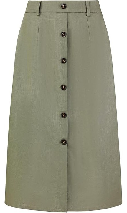 Fustă dama Hobemty, creion, în și bumbac, talie înaltă, verde, 2XL