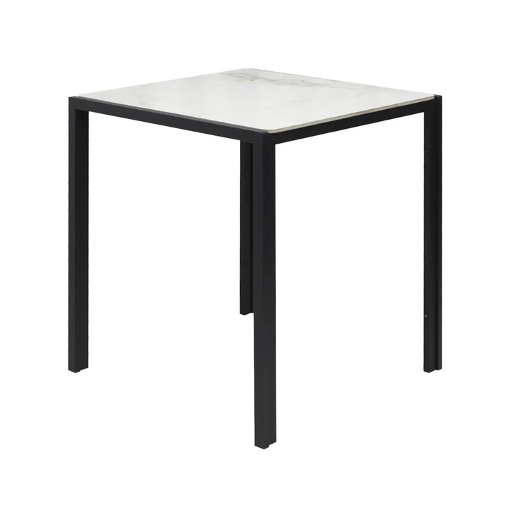 Masa fixa Patrata Marmyra Nova Alb, 70x70xh75.5 cm, piatra sinterizata