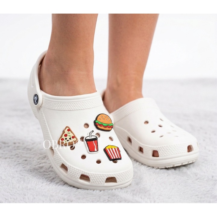 Set 4 charmuri Jibbitz pentru saboti Crocs, decorativ, rosu, 3x2.5cm